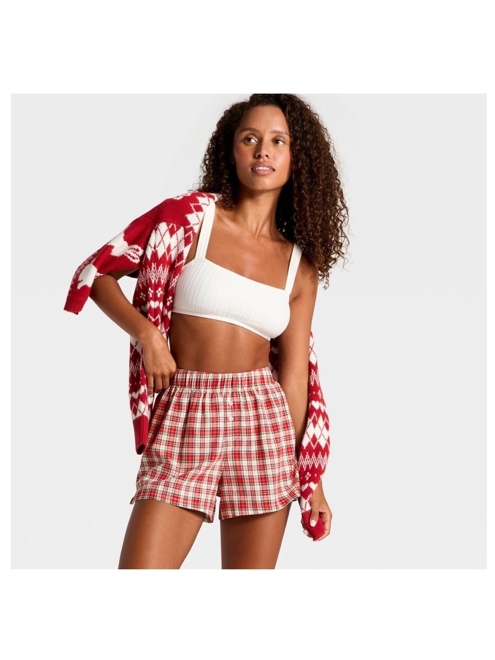 wild fable Red Plaid Women's Sleep Shorts - Picture 3 of 3